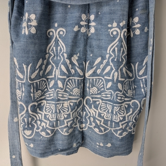 Sea New York Jacket Women's 0 Blue Sky Cardigan Embroidered Kimono Belt Cotton - Picture 8 of 12